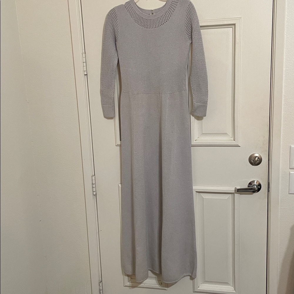 StJohn Dove Gray Knit Maxi Dress Sz 6